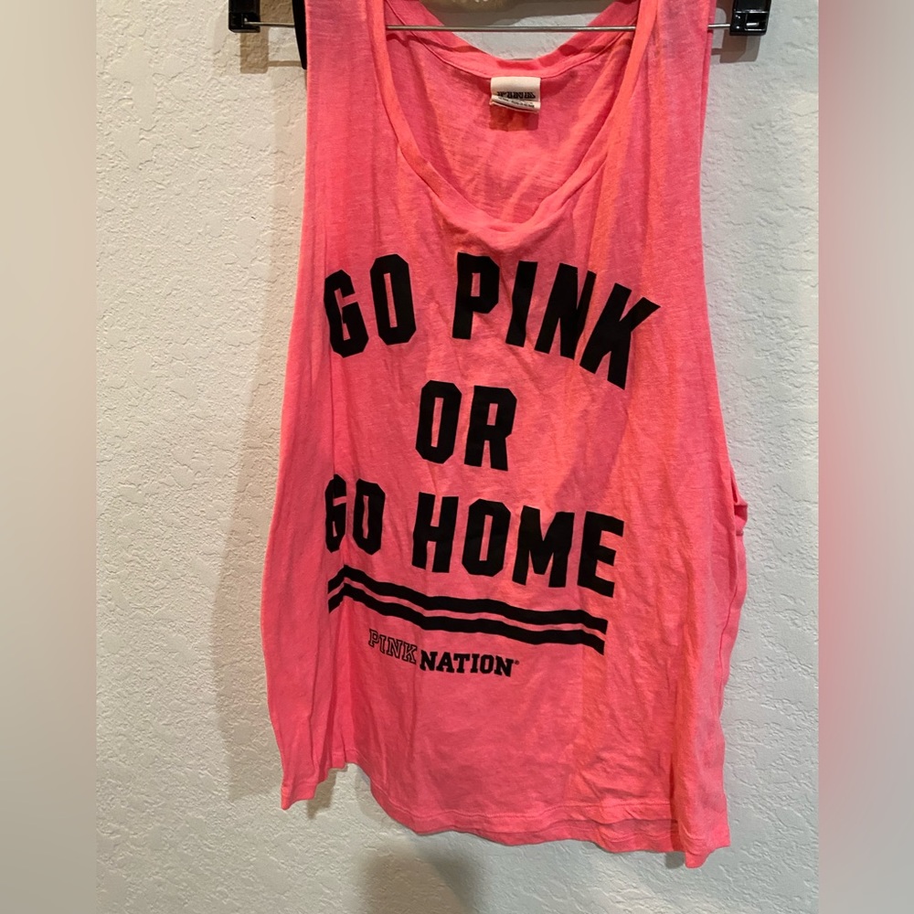 Pink Victoria Secret Tank Top Go Pink or Go Home Medium sleeveless